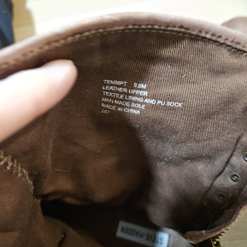 Steve Madden Temmpt Slouchy Leather Moto Combat Boots Tan 9.5 - Picture 6 of 7